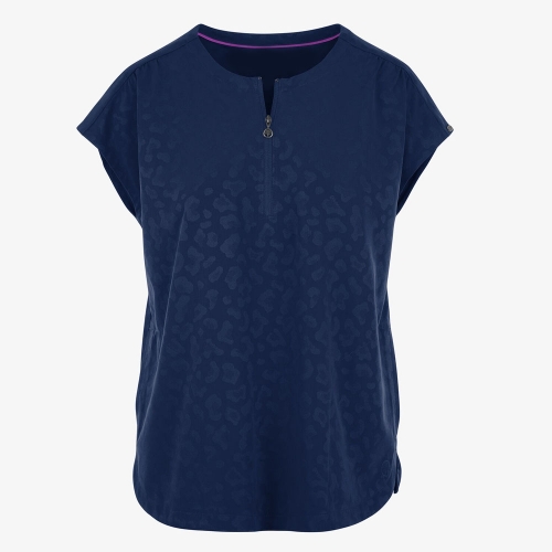 Women 2 Pocket STRETCH Leopard Jacquard Zip Neck Scrub Top